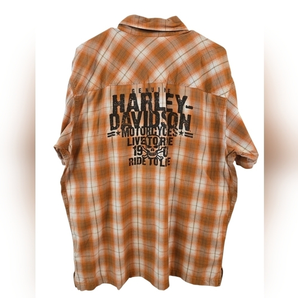 HARLEY DAVIDSON PLAID SHORT SLEEVE BUTTON DOWN SHIRT. SIZE LARGE. - Picture 2 of 8